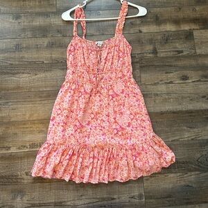 Pink and orange floral mini dress